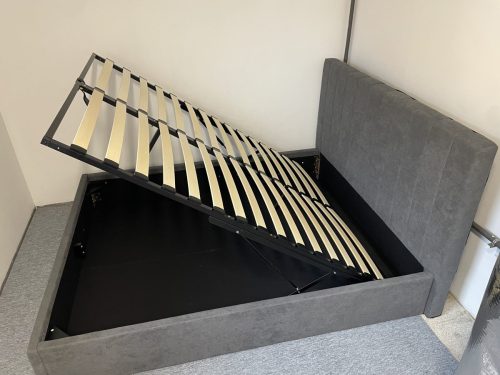 Postelový rám HASLEV 160×200 tmavě šedý potah